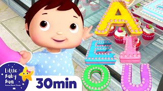 A-E-I-O-U Learn The Vowels Song +More Nursery Rhymes & Kids Songs | ABCs and 123s | Little Baby Bum