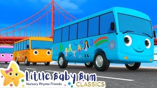 Ten Little Buses Song | Nursery Rhyme & Kids Song - ABCs and 123s | Little Baby Bum