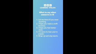 What to say when someone is ill  #shorts